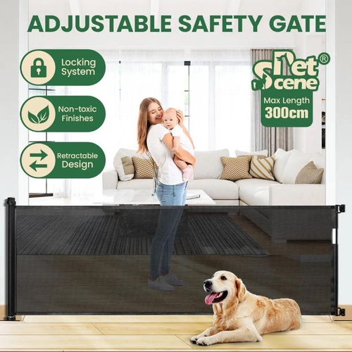 Retractable Baby Gate Safety Cat Enclosure Indoor Pet Dog Fence Guard Barrier