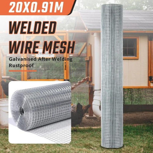 Welded Wire Mesh Fence Roll 20m Hardware Cloth Galvanised Chicken Coop Fencing
