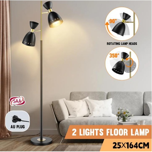 Modern Floor Lamp Led Reading Light Corner Free Standing Rotating Head Lampshade