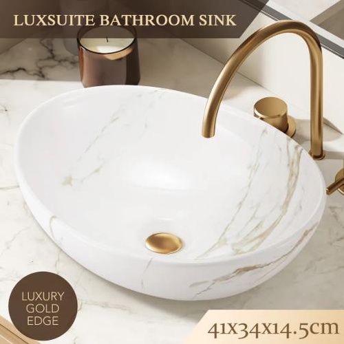 Ceramic Basin Bathroom Countertop Oval Vessel White Vanity Sink Hand Wash Bowl