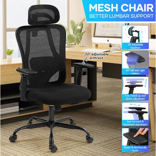 NEADER Ergonomic Mesh Office Chair Desk Computer Armchair Swivel Adjustable BK