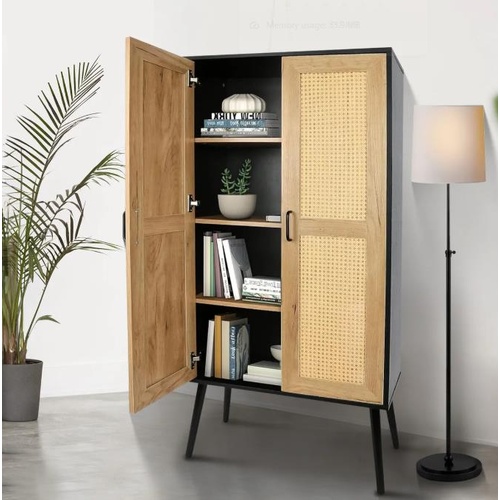 Tall Storage Cabinet Rustic Display Sideboard Bedroom Living Kitchen Shelf