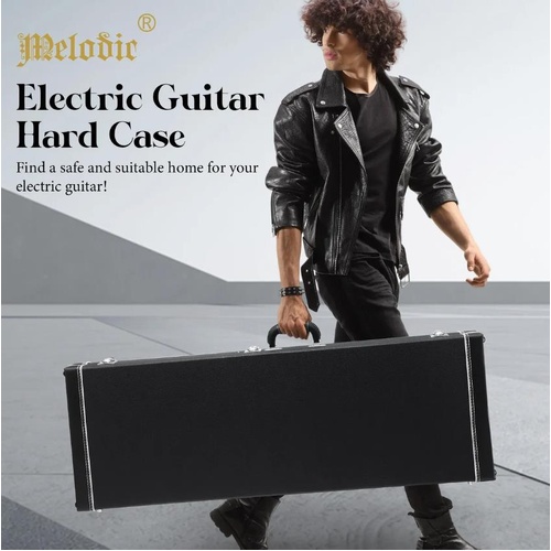 Melodic Hard Case Electric Guitar Rectangular Shell Wood Standard with Lock