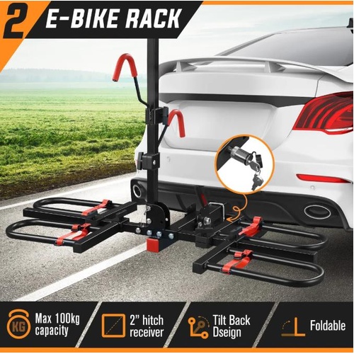 2 E Bike Rack Electric Bicycle Carrier Hitch Rear Platform for Car SUV Foldable