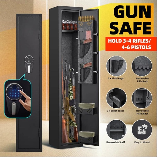 4 Gun Safe Box Rifle Firearm Digital Storage Cabinet Pistols Holder Locker Case