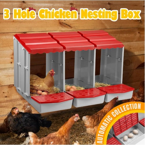 3 Hole Chicken Nesting Box Roll Away Chook Hen Laying Boxes Modular Nest House