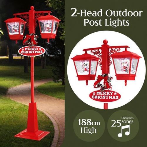 RETURNs Christmas LED Street Light Post Xmas Decoration Snowing Music Outdoor Lamp
