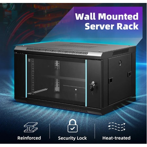 6U Server Rack Network Cabinet 19 Inch Wall Mounted Data LAN Rack 450mm Deep