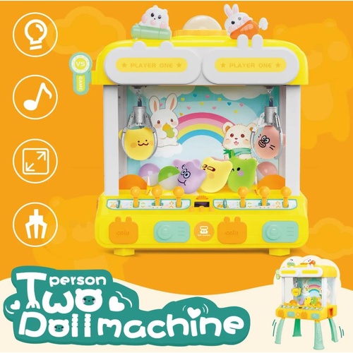 Mini Claw Machine 2 Person Kids Vending Arcade Toys Candy Doll Grabber Play Game