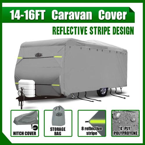 14 to 16ft Caravan Cover Travel Campervan Trailer Accessories 4 Layer Water UV P