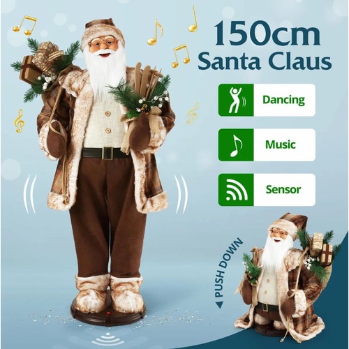 150cm Singing Dancing Animated Santa Claus Figurine Christmas Decoration Musical