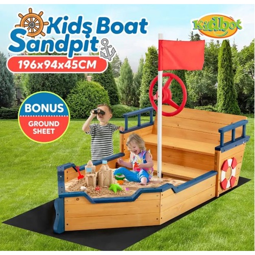 Kids Sandpit Outdoor Toys Playset Sand Pit Box Boat Garden Sandbox Activity Game