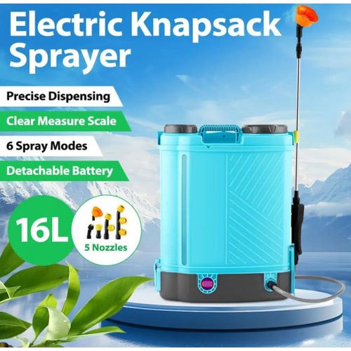 16L Electric Backpack Sprayer 12V Battery Powered Rechargeable Knapsack
