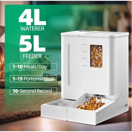 PetScene Automatic Cat Feeder Waterer Set Smart Pet Dog Food Water Dispenser
