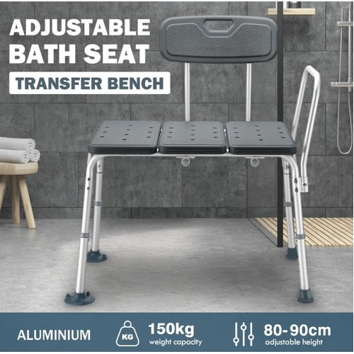 Medical Bathtub Transfer Bench Seat Shower Chair Stool Adjustable Back Armrest