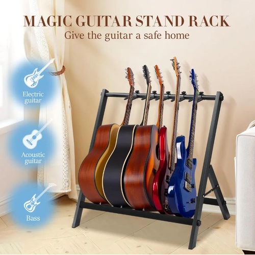 Melodic Metal 5 Guitars Guitar Rack Stand Tidy Guitar Display Storage Black