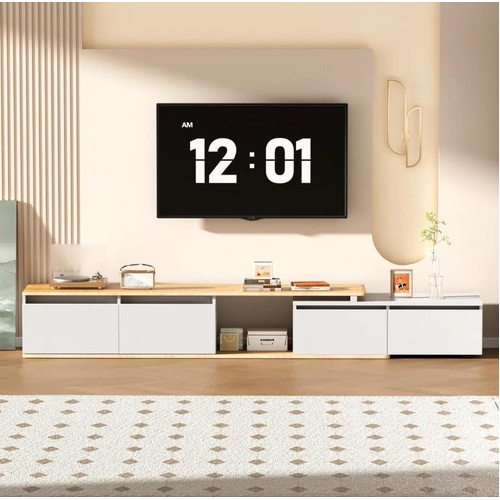 Extendable TV Stand Unit Storage Cabinet 4 Drawers 180 to 270cm