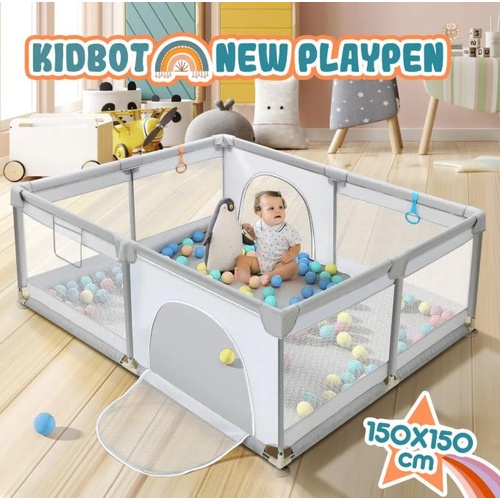 Baby Playpen Fence Pen Safety Gate Activity Centre Enclosure Barrier 150x150cm