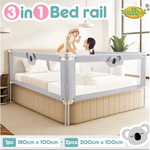 Toddler Bed Rail King Side Bedrail Folding Safety Guard 3Pcs 100cm Adjustable