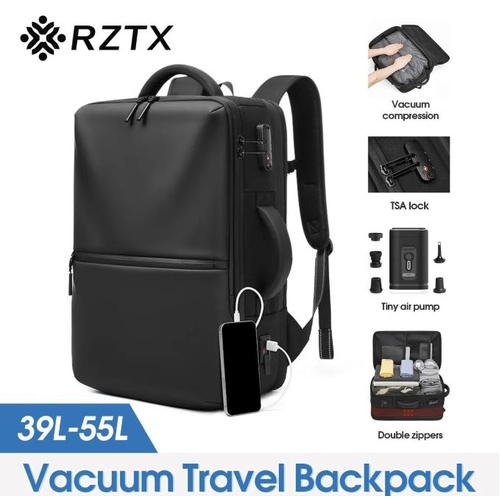 39-55L Travel Vacpack Backpack Laptop Bag Vacuum Compression Rucksack Air Pump