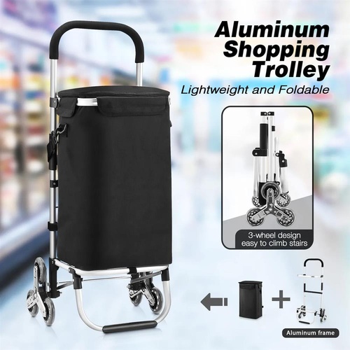 Shopping Cart Trolley Storage Trolly Bag Grocery Foldable Stair Climbing Wheels