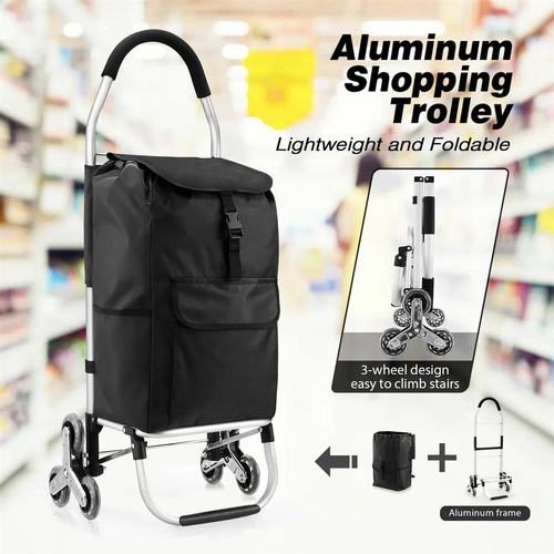 Foldable Shopping Cart Trolley Bag Dolly Aluminium Waterproof Wheeled Storage Gr