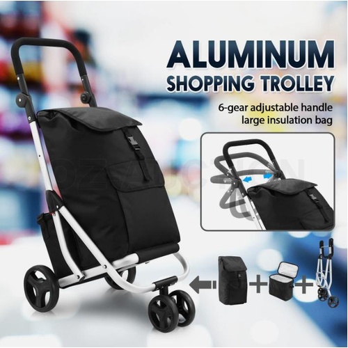 Shopping Cart Trolley Insulation Bag Dolly Aluminium Waterproof Wheeled Storage