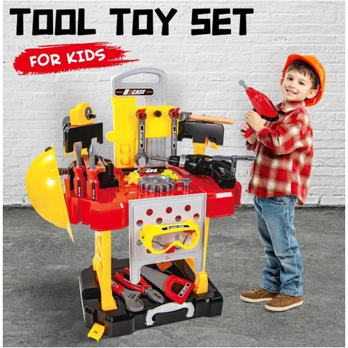85PCS Kids Work Bench Building Construction Tool Toy Set Toolbox Table Trolley