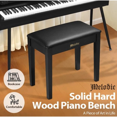 Melodic Wooden Piano Bench Keyboard Stool Chair Seat with Padded Cushion Storage