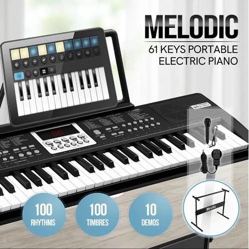 61 Key Electronic Keyboard Portable Standard Piano with Adjustable Stand