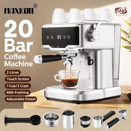 Maxkon Espresso Coffee Machine 20 Bar Stainless Steel Latte Cappuccino Maker 2L
