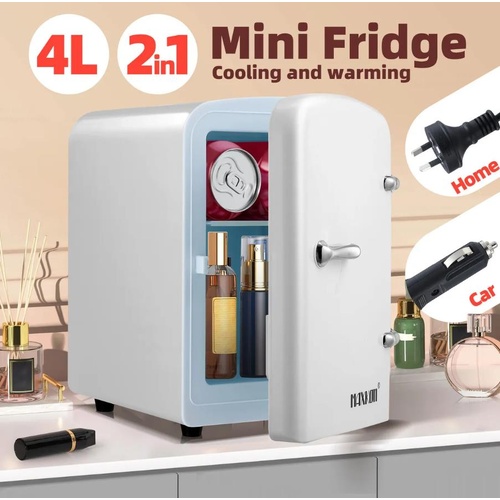 Maxkon 4L Mini Fridge 6 Can Portable Cooler Warmer Drinks for Car Bar Cosmetics