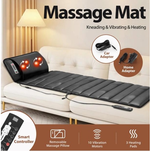 HOMASA Heating Massage Mat Full Body Vibration Electric Heated Chair Pad Shiatsu
