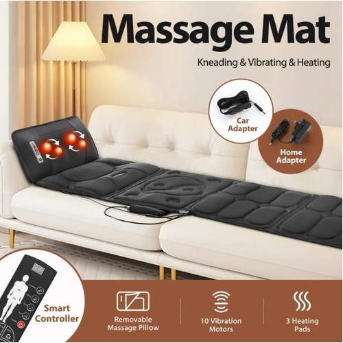 HOMASA Full Body Massage Mat Pillow Neck Shoulder Back Shiatsu Relax Car Seat