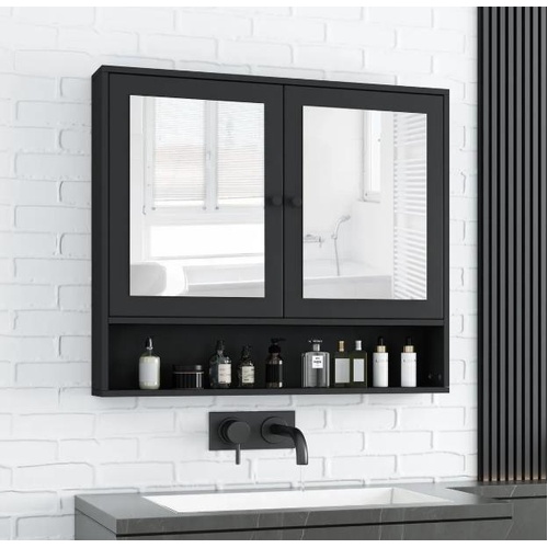 Bathroom Mirror Cabinet Shaving Medicine Storage Toilet Cupboard Shelf Organiser