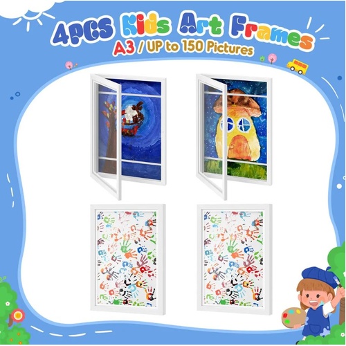 4PCS Kids Art Frames Children Art Project Artwork Display Storage A3 Photo Frame