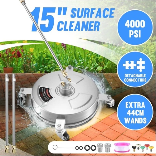 15" High Pressure Washer Water Floor Surface Cleaner Concrete Driveway Scrubber