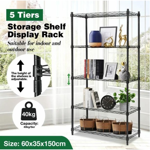5 Tier Plant Stand Metal Corner Shelf Flower Pot Shelving Unit Tall Bookshelf