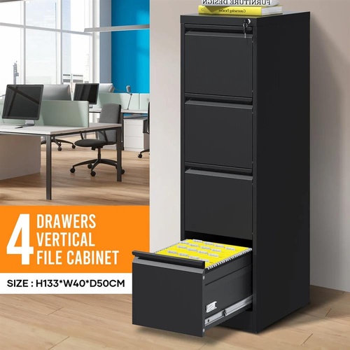 RETURNs 4 Drawer File Cabinet Steel Filing A4 F4 Document Organiser Home Office Lockable