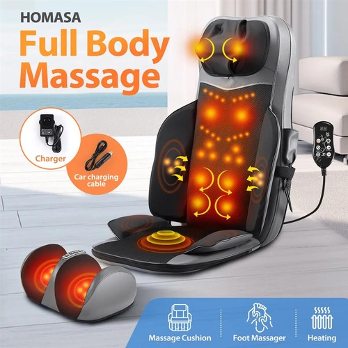 Full Body Massage Cushion Chair Shiatsu Back Neck Massaging with Foot Massager