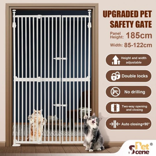 Retractable Safety Gate Pet Dog Cat Extra Tall Fence Enclosure Guard for Stairs