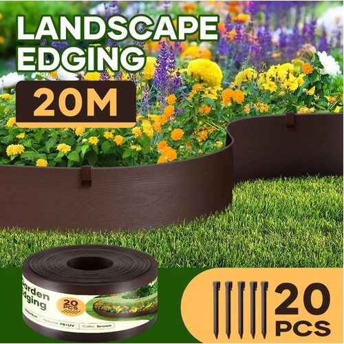 RETURNs Garden Bed Edging Lawn 20mx15cm Border Landscape Edge Flexible DIY Fence Barrier