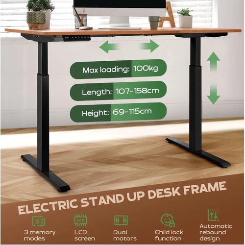 Stand Up Desk Frame Electric Sit and Standup Table Base Legs Heavy Duty Black