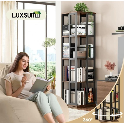 4 Tier Rotating Bookshelf Bookcase Vertical Corner Display Storage Unit Shelves