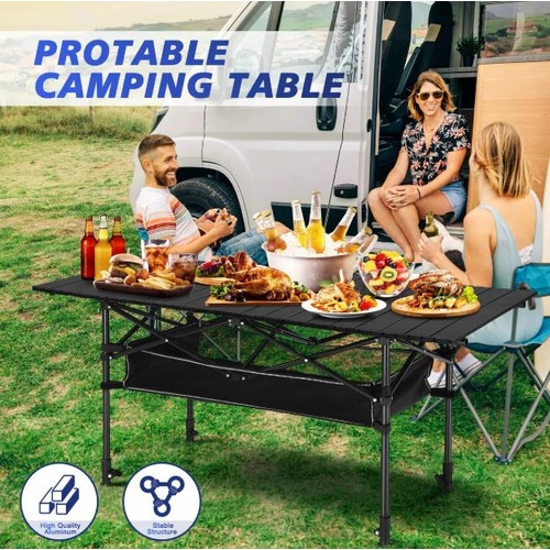Portable Folding Camping Table Picnic Outdoor Foldable Desk Aluminium with Stora