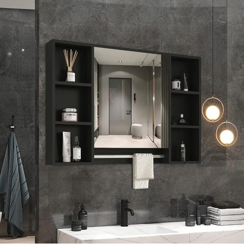 Bathroom Mirrored Cabinet Wall Storage Medicine Shaving Towel Shelves Organiser