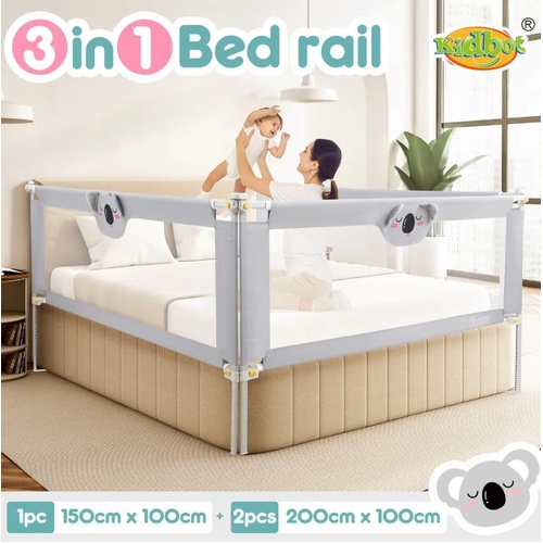 3Pcs Baby Bed Rail Bedrail Kids Folding Adjustable Side Safety Guard Fence