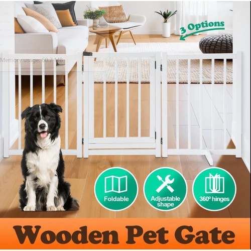 Dog Fence Pet Gate Puppy Safety Guard Indoor Wooden Playpen Foldable Cat Barrier