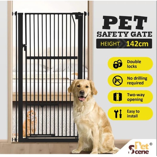 RETURNs Safety Gate Pet Dog Cat Security Extra Tall Retractable Fence Guard Door 142cm