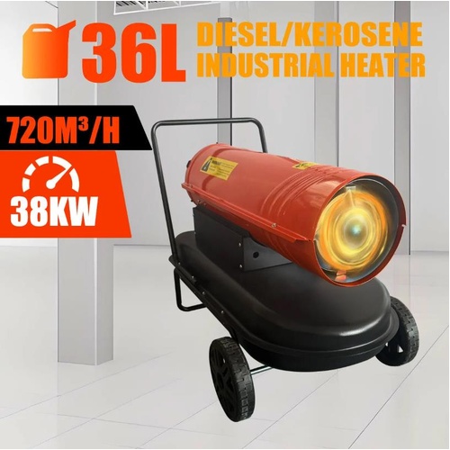 Industrial Fan Heater 38kW Diesel Kerosene Portable for Workshop Warehouse Shed